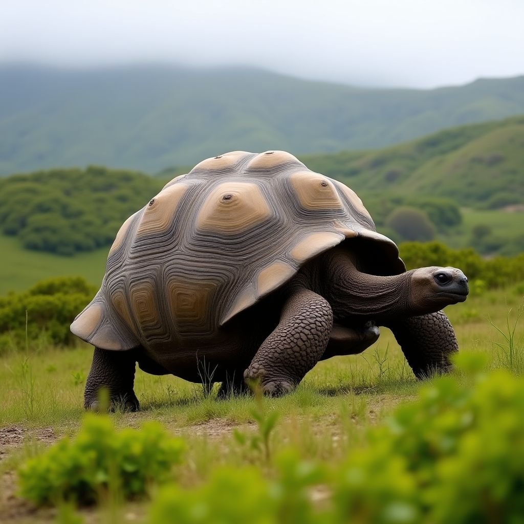 Tortuga gigante de Galápagos caminando