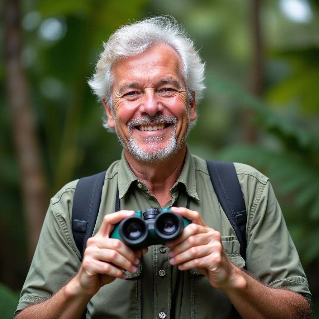 Retrato del Dr. Javier Mendoza, ornitólogo