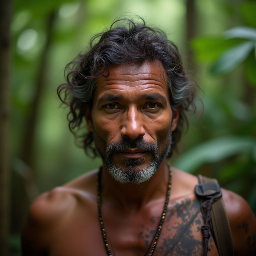 Retrato de Carlos Andrade, guía de la selva amazónica